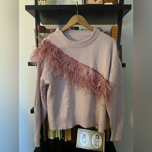 Cinq a Sept Crewneck Feather Sweater